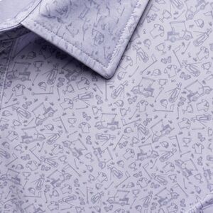 Lolong Men's Light Blue Patterned Performance Polo Golf Shirt